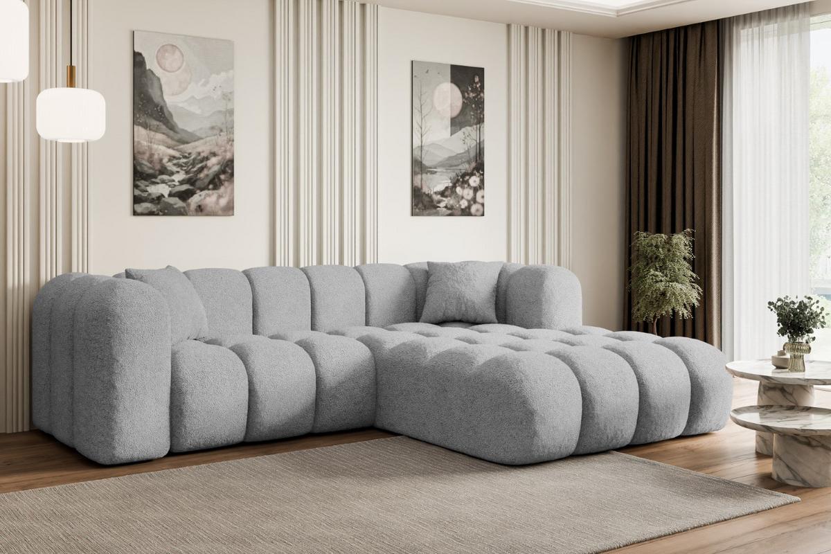 ECKSOFA Ottomane Rechts OLEA-L1 - 231x173x74 cm Hellgrau - Hellgrau/Schwarz, Holzwerkstoff/Kunststoff (231/173cm) - ALTDECOR