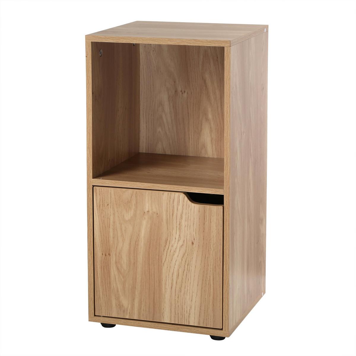NACHTTISCH mit 2 Fächern im Holzdekor mit 1 Tür 30,7/29/61,6 cm - Eichefarben, Holzwerkstoff (29/61.6/30.7cm) - Calicosy