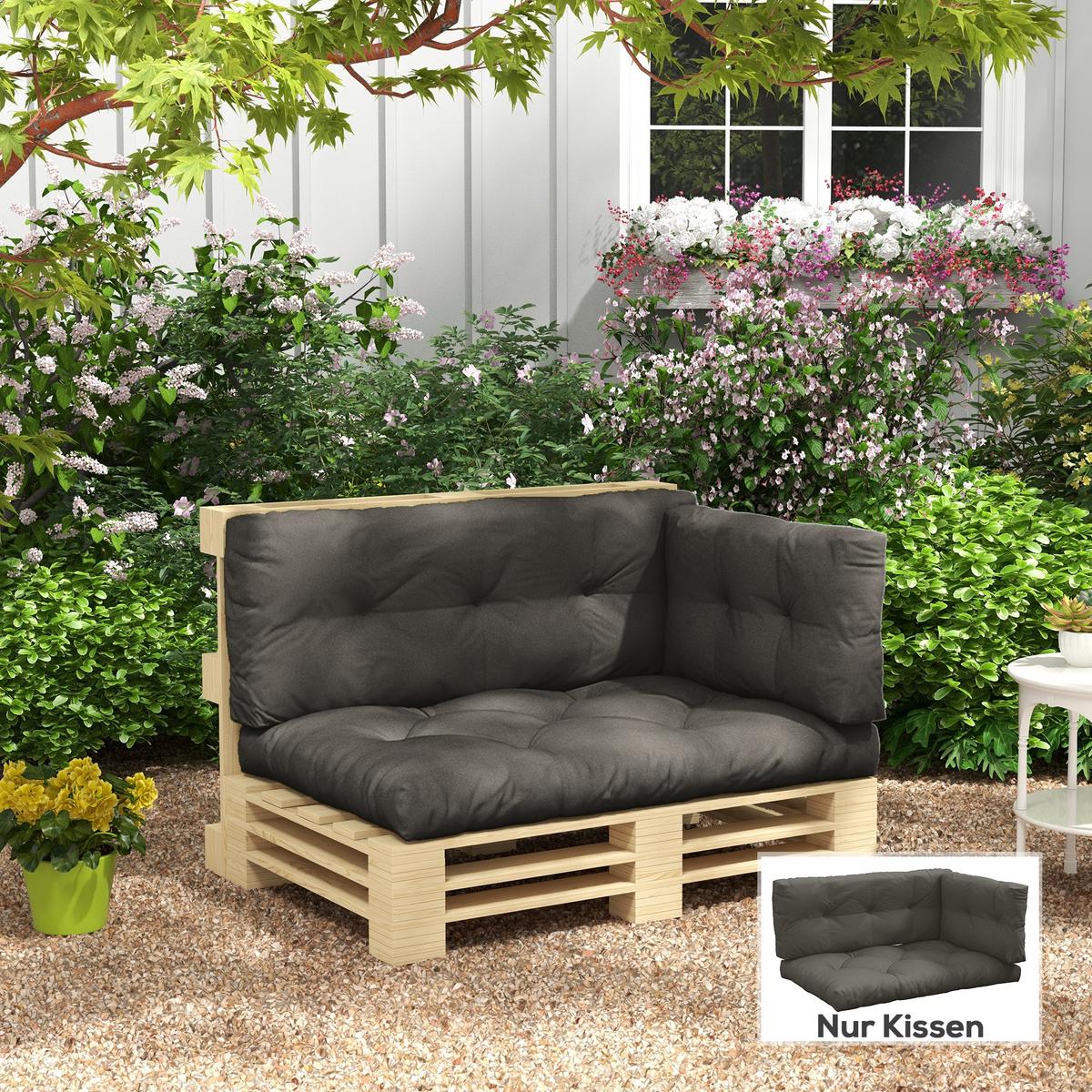 SITZKISSEN, Polyester, Dunkelgrau - Dunkelgrau, Kunststoff (80/12/120cm) - Outsunny