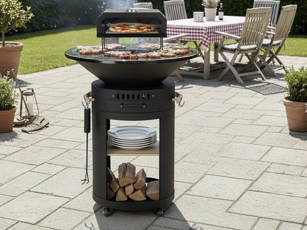 HOLZKOHLENGRILL césar premium Schwarz - Schwarz, Metall (81/127/81cm) - Habitat Garten