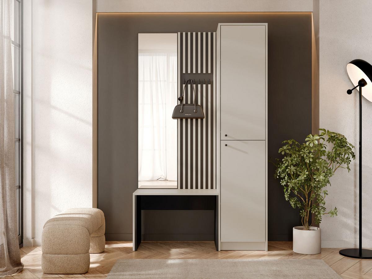 GARDEROBE-SET Ancerta - Sandfarben/Schwarz, Holzwerkstoff/Kunststoff (115/190/41cm) - MIRJAN24