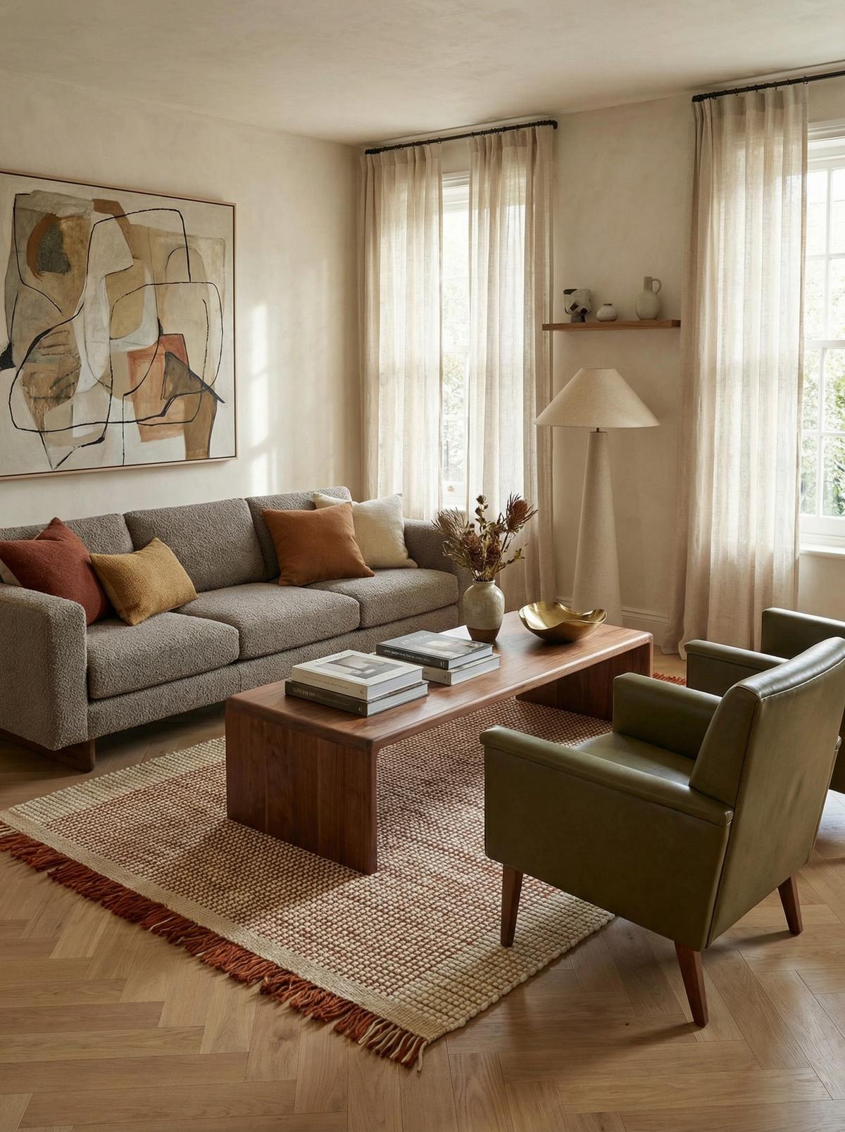 WOLLTEPPICH handgewebt mit Fransen PISA, geometrisch, Terrakotta, 200 x 290 cm - Orange, Textil (290/200cm) - KADIMA DESIGN