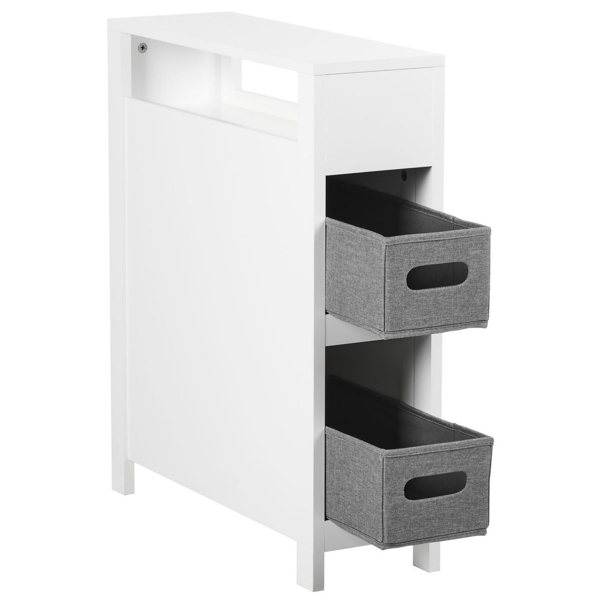 BADEZIMMERSCHRANK 20 cm Weiß Cachi - Dunkelgrau/Weiß, Holzwerkstoff (20/70/60cm) - Beliani