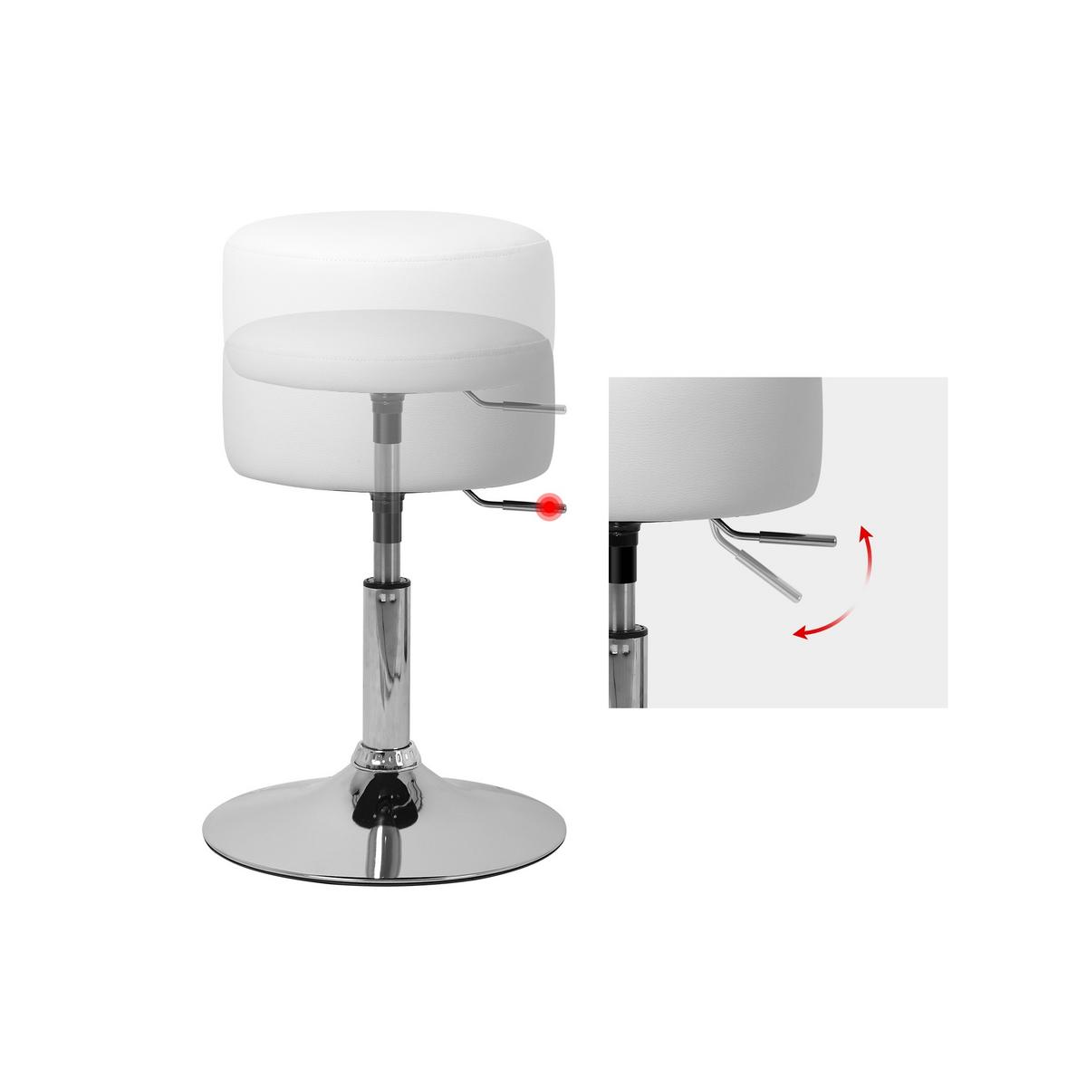 SCHMINKHOCKER 2er Set Ø 33 cm Weiß aus Kunstleder - Silberfarben/Weiß, Metall (33/65/38.5cm) - ML-DESIGN
