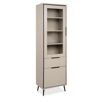 VITRINE sand, schwarz 60 cm, Vitrinenschrank mit Soft-Close-Funktion - Sandfarben/Schwarz, Glas/Holzwerkstoff (60/200/38cm) - Furn.Design