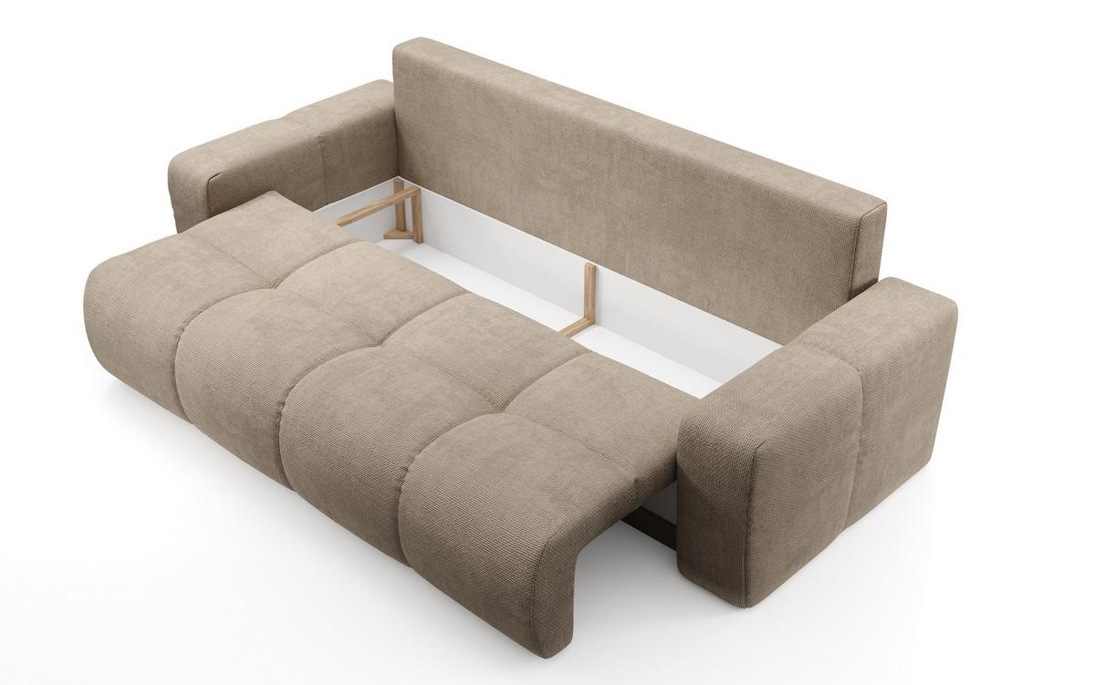 BETTSOFA DUCA Grau Jersey- Stoff mit Schlaffunktion - Grau, Holz (259/90/99cm) - MASSENO