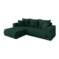 ECKSOFA mit Schlaffunktion Ottomane Links MILA-L 277x194x86 Grün Velours - Schwarz/Grün, Holzwerkstoff/Kunststoff (277/194cm) - ALTDECOR