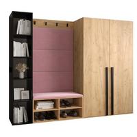 GARDEROBEN-SET 214/184/42 - Pink/Eichefarben, Holz/Kunststoff (214/184/42cm) - MÖBEL KRYSPOL