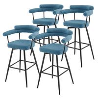 BARHOCKER 4er Set drehbar Blau mit Teddy-Stoff 76 cm hoch - Blau/Schwarz, Textil/Metall (61/103/55cm) - ML-DESIGN