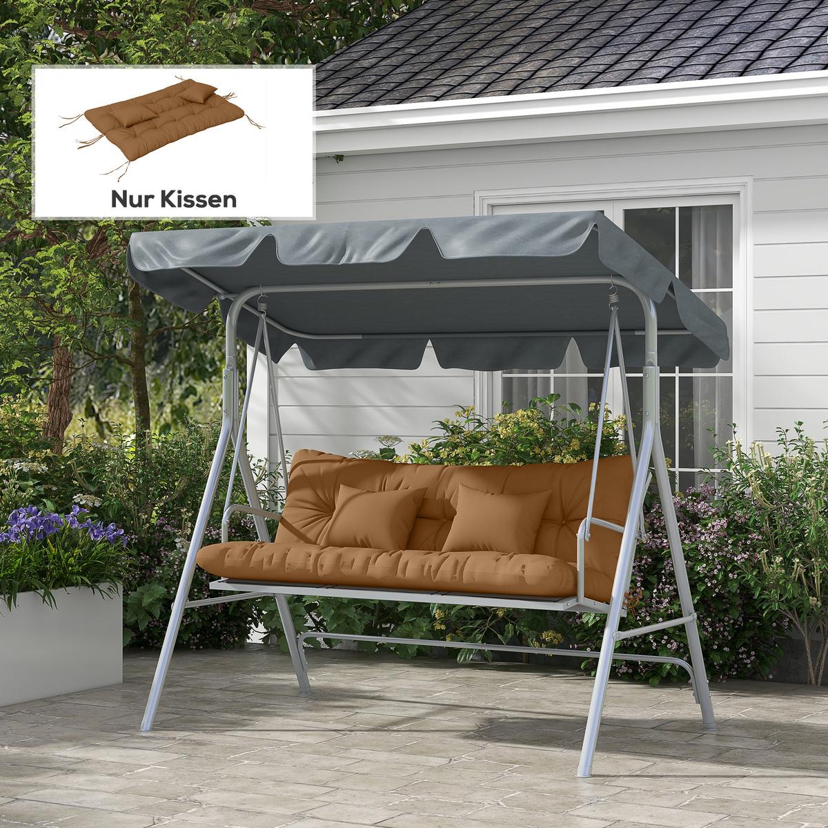 SITZKISSEN 4er Set Polyester PP-Baumwolle Bräune - Braun, Textil (50/12/150cm) - Outsunny
