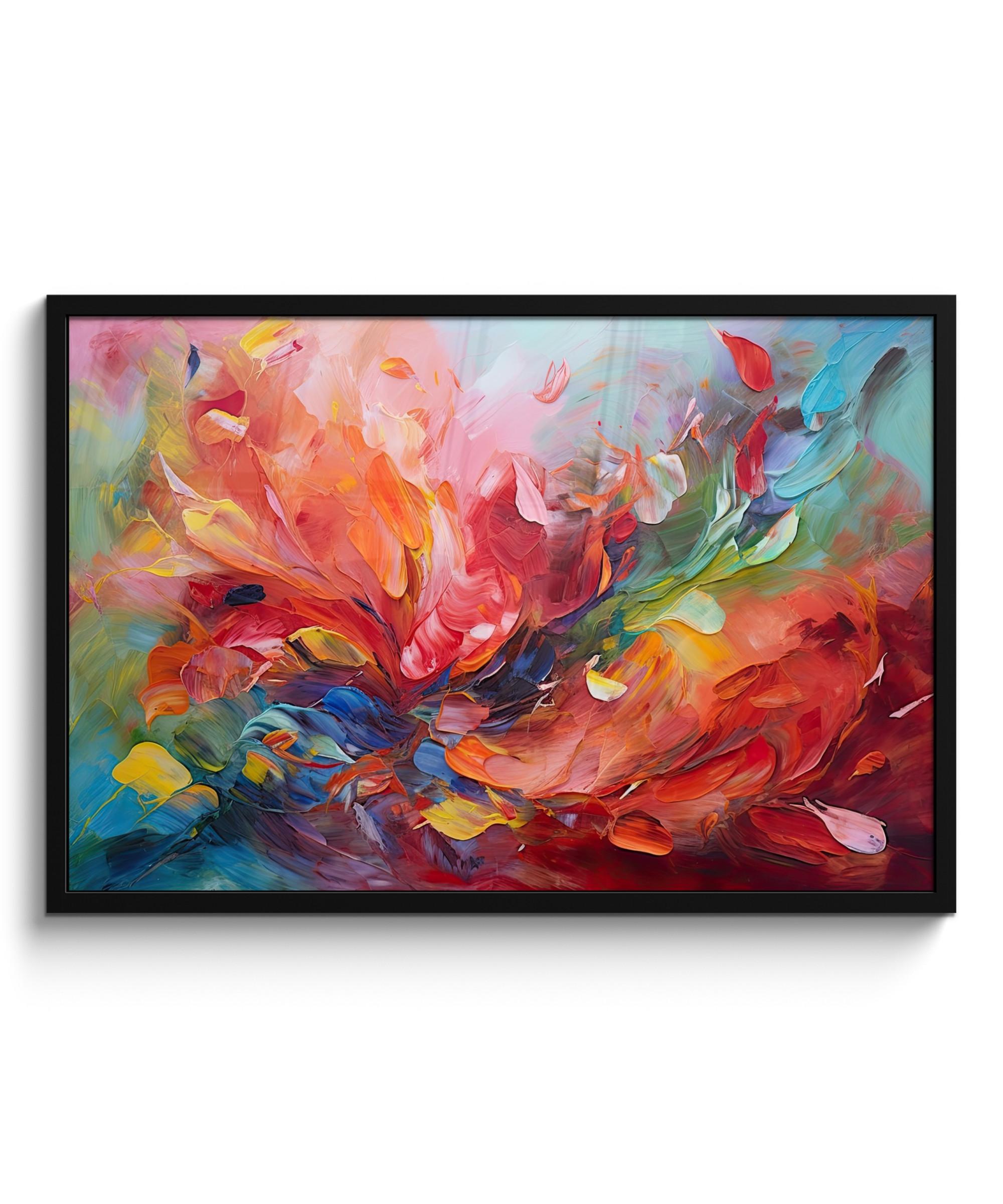 POSTER MIT RAHMEN Ölgemälde - Kunst - Abstrakt - Farbenfroh 90x60 cm - Altrosa, Papier (90/60cm) - MuchoWow