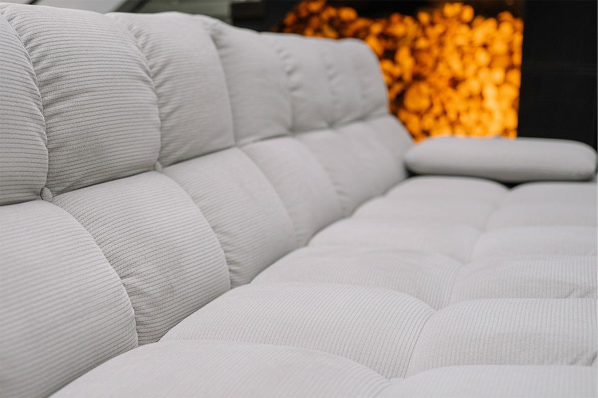 ECKSOFA VIVIEN Silber Cord - Silberfarben/Schwarz, Kunststoff/Textil (290/178cm) - KAWOLA