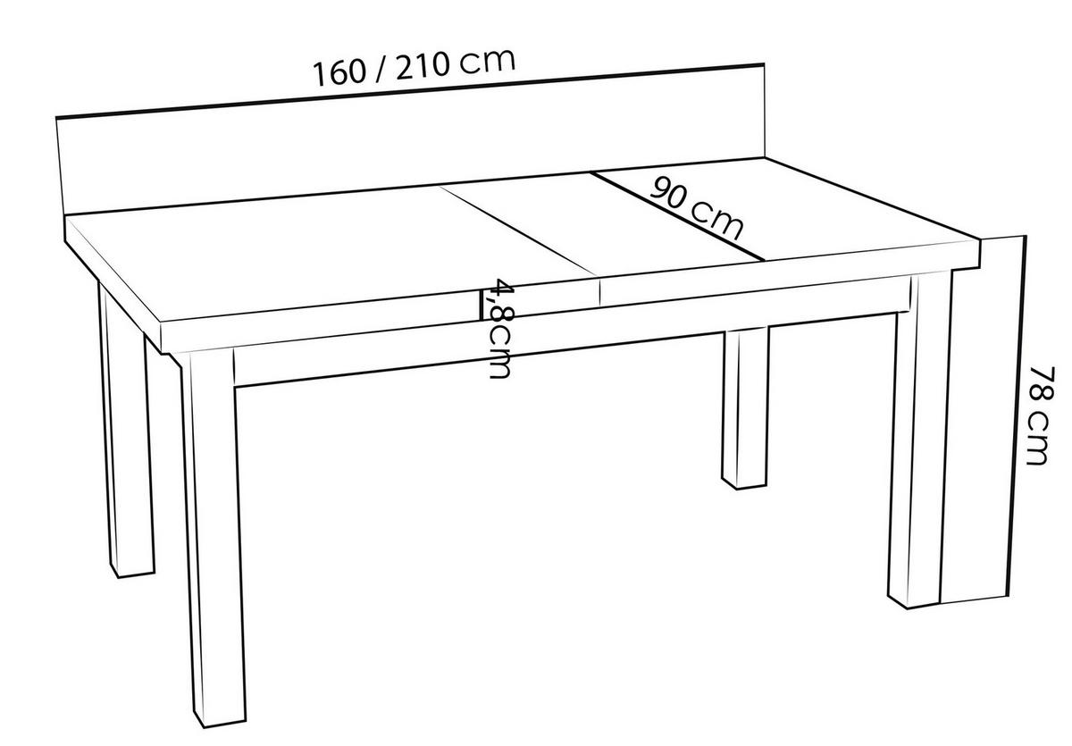 ESSTISCH Gemini rechteckig ausziehbar, Arvadonna Chestnut 160-210/90/78 cm - Kastanienfarben/Schwarz, Holz/Holzwerkstoff (90/210/78cm) - WFL GROUP