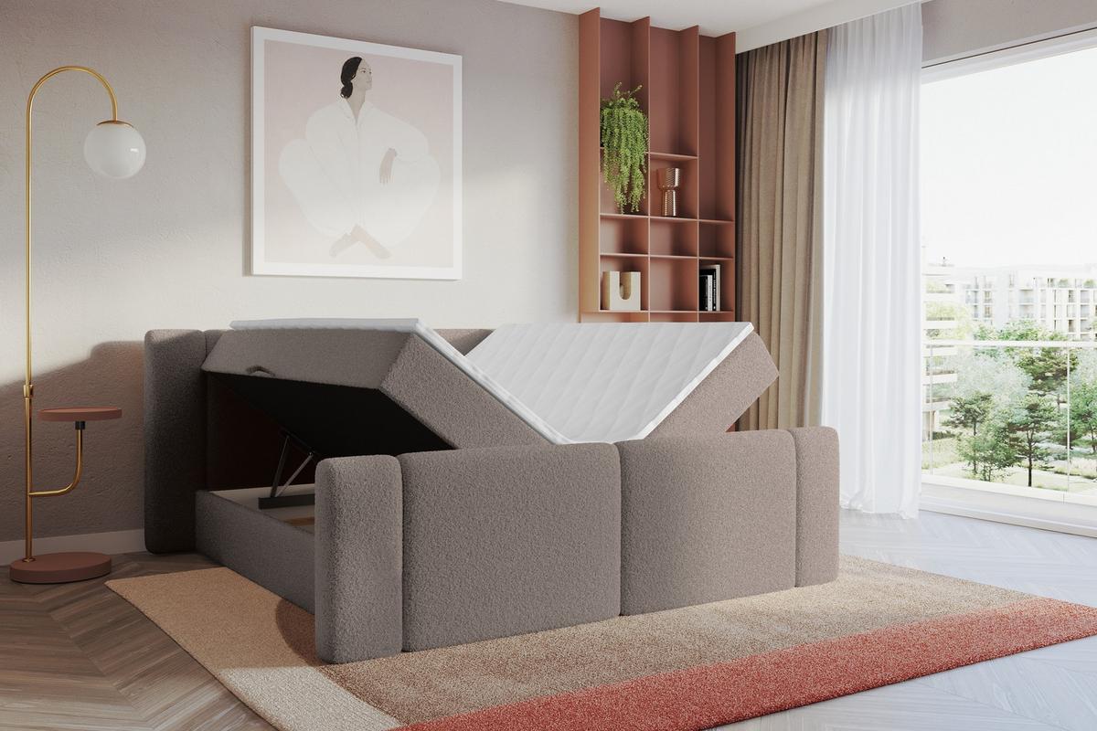 BOXBETT mit Matratze H4 - EVON Zanozek - 180x200 cm Braun - Braun, Holzwerkstoff (180/200cm) - ALTDECOR
