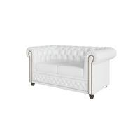 CHESTERFIELD-SOFA 2-sitzer Morin Weiß vegan Leder - Weiß/Braun, Holz/Textil (148/72/86cm) - S-Style Möbel