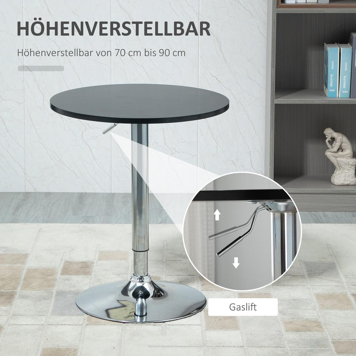 BARTISCH, MDF, Steel, Schwarz - Schwarz, Kunststoff (61/61/70cm) - HOMCOM