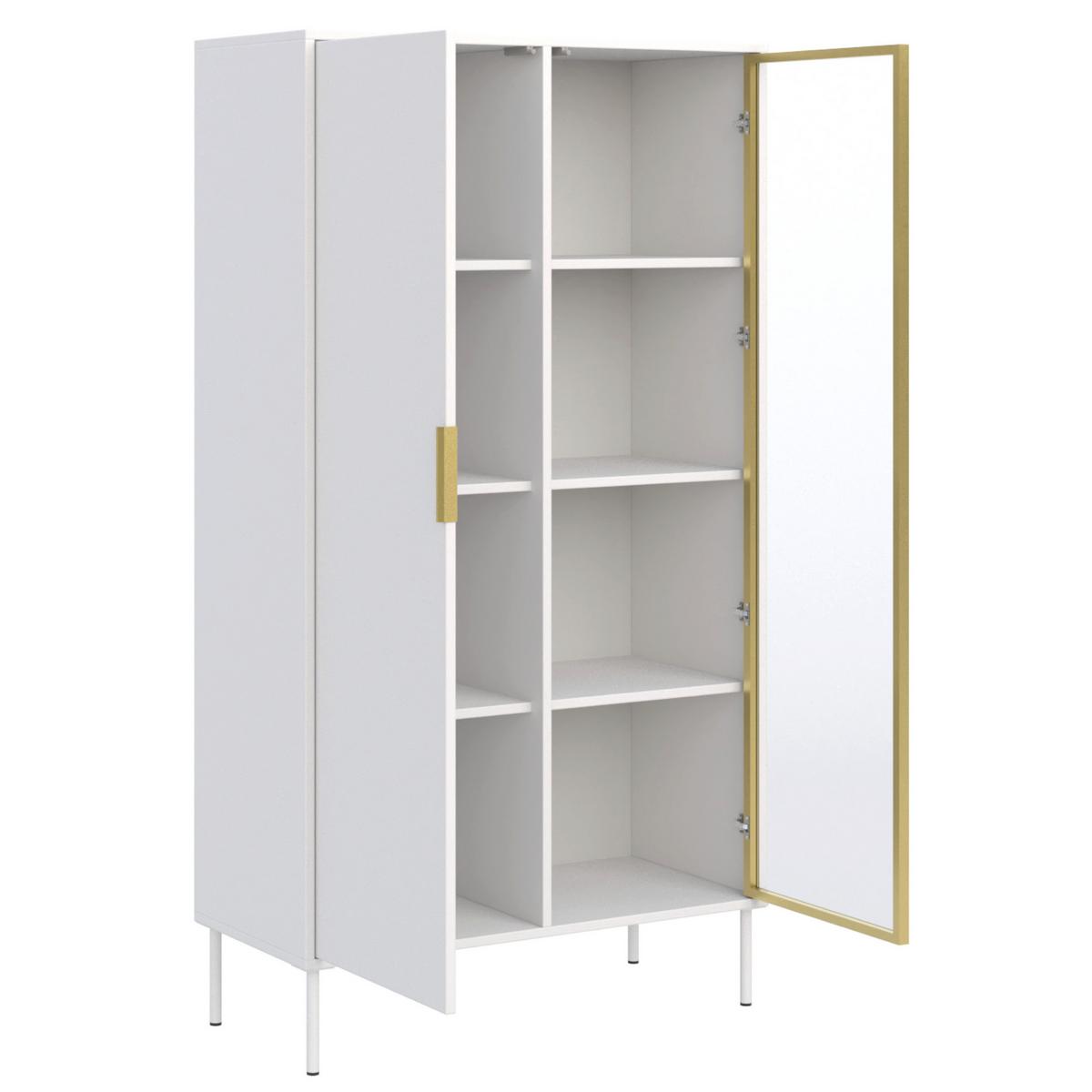 VITRINE Vena Weiß 90 cm - Goldfarben/Weiß, Holzwerkstoff/Kunststoff (90/160.2/40cm) - Selsey