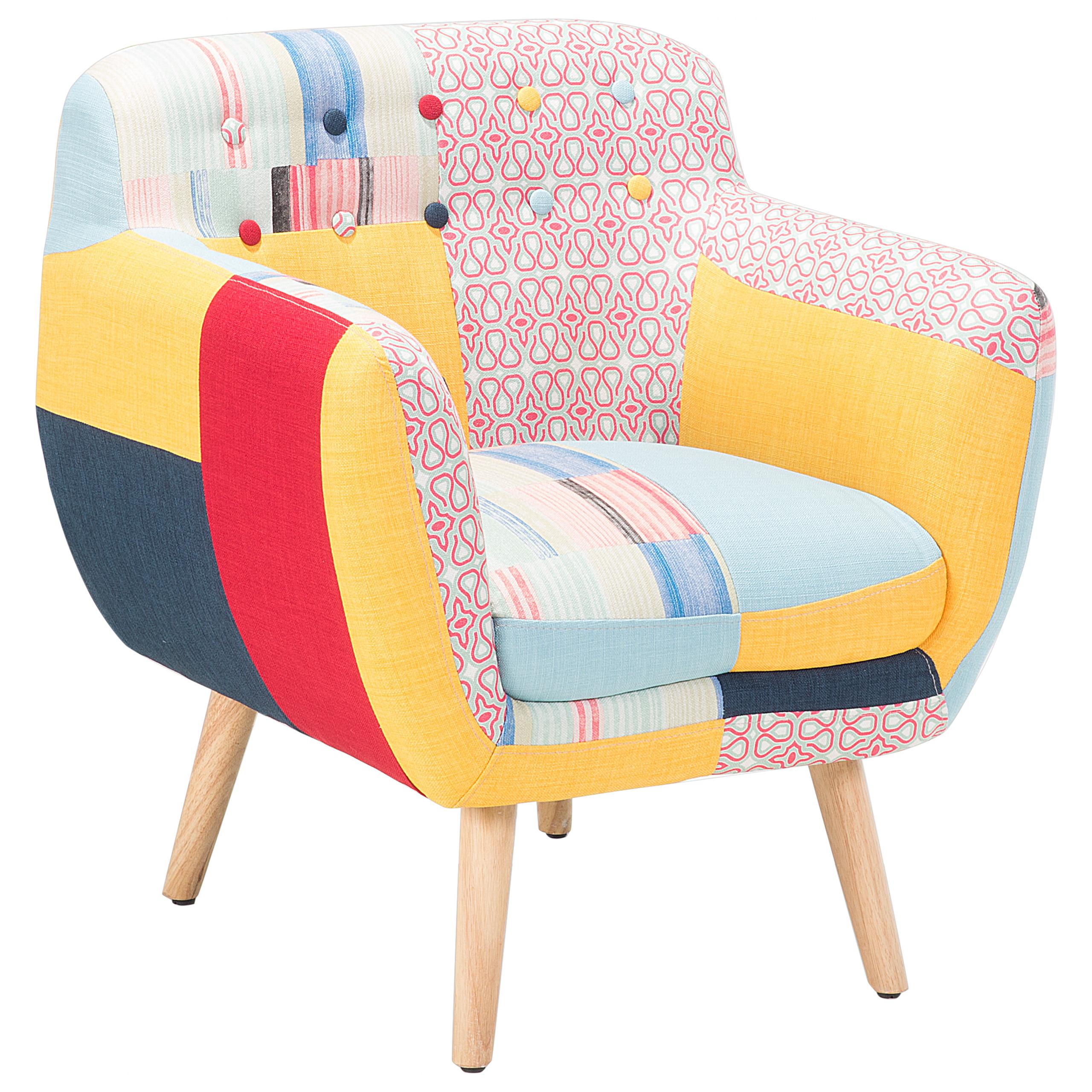 SESSEL Polsterbezug Bunt Melby - Multicolor, Holz/Textil (64/77/59cm) - Beliani