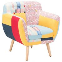 SESSEL Polsterbezug Bunt Melby - Multicolor, Holz/Textil (64/77/59cm) - Beliani