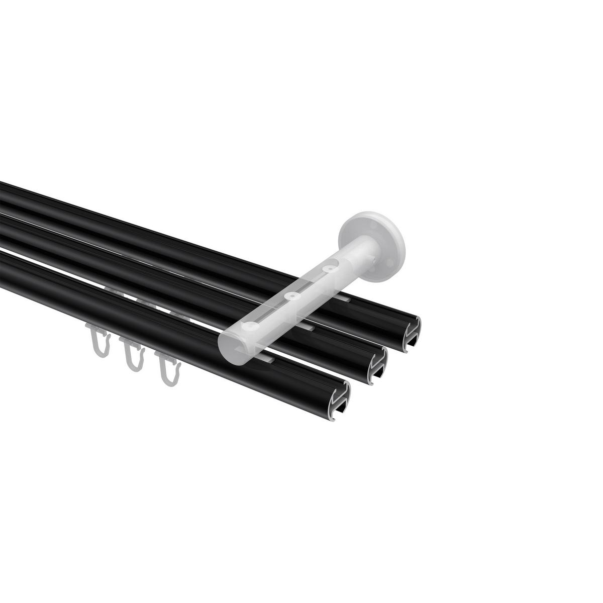 GARDINENSTANGE INNENLAUF Siteno Tanara 100 cm, 3-läufig, 20 mm Ø Schwarz - Chromfarben/Schwarz, Metall (100cm) - INTERDECO