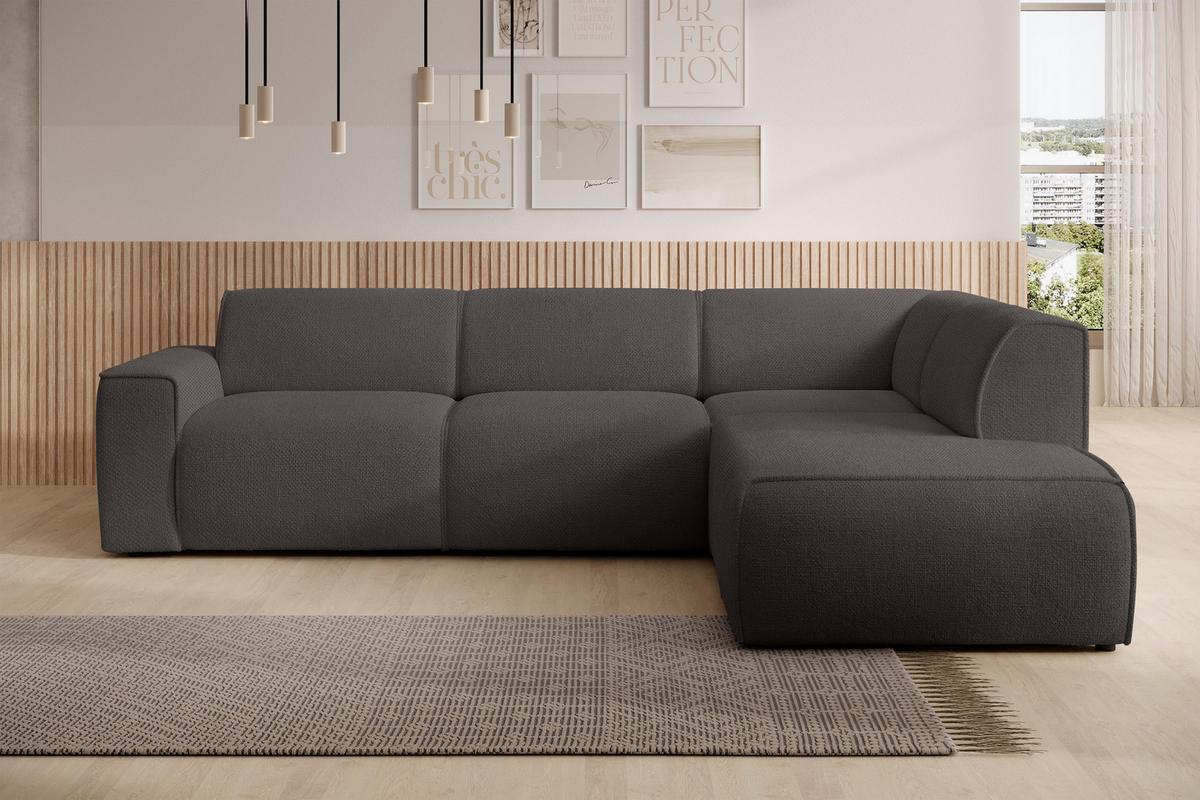 ECKSOFA L Form Didim Grau 292/220/78 cm – großes Sofa stilvoll & bequem R - Schwarz/Grau, Kunststoff/Textil (292/220cm) - AX Living