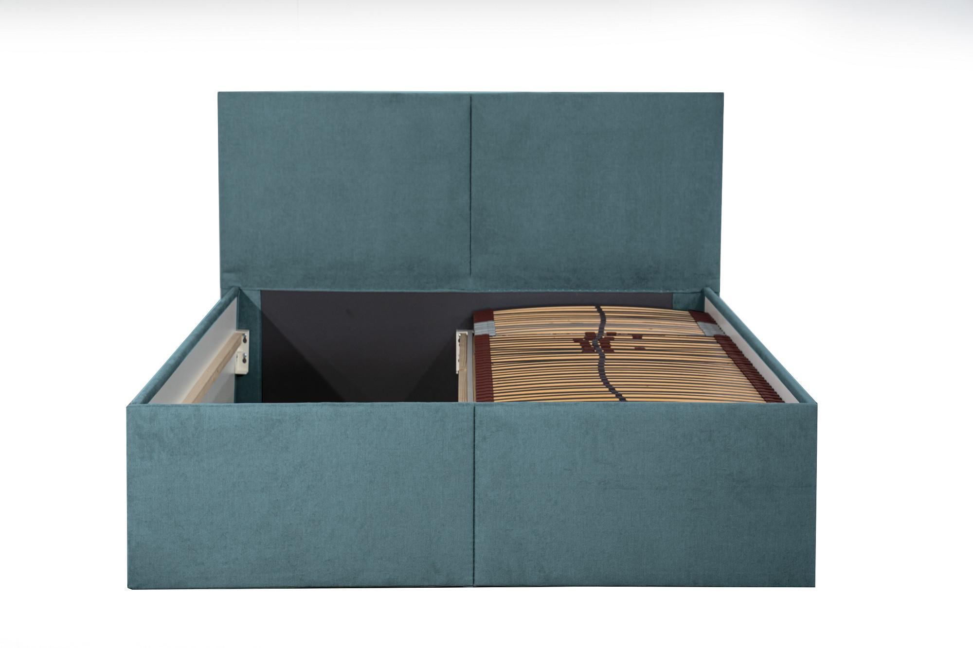POLSTERBETT Milano Blau 180 x 200 x 32 cm Stauraum Ohne Matratze und Lattenrost - Blau, Holz (180/200cm) - Halmon Schlafkomfort Betten 