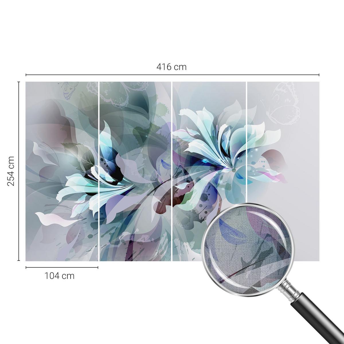 FOTOTAPETE 416x254 cm - Florale Abstraktion - Grün, Textil (416/254cm) - Wallfluent