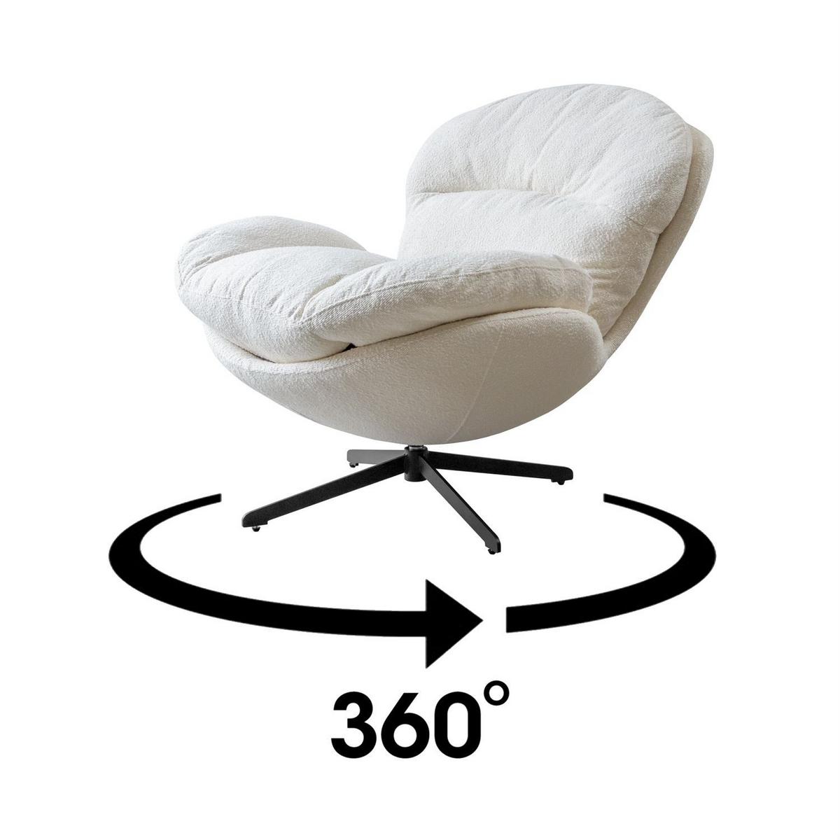 DREHBARER Polstersessel COCO 360° - Weiß, Textil (100/90/110cm) - Lookway
