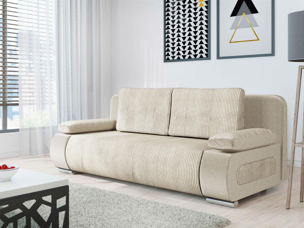 SCHLAFSOFA Emma Cord - Beige, Holz/Kunststoff (200/77/92cm) - MIRJAN24