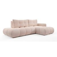 ECKSOFA L Form Hosio Hellcreme-Rosa 286/177/88 cm Rechts mit Schlaffunktion - Pink/Schwarz, Kunststoff/Textil (286/177cm) - AX Living