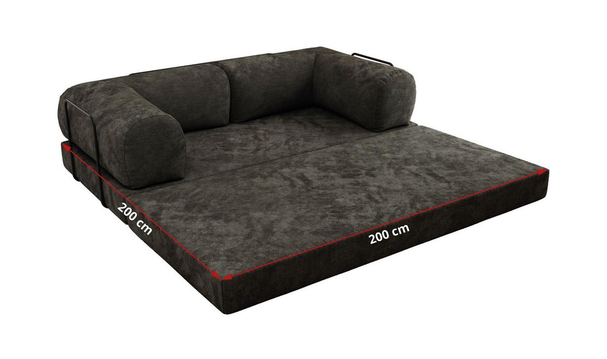 3-SITZER SOFA ORSETTO - Dunkelgrau Schenille glatt - Dunkelgrau/Schwarz, Textil/Metall (200/70/100cm) - MKS