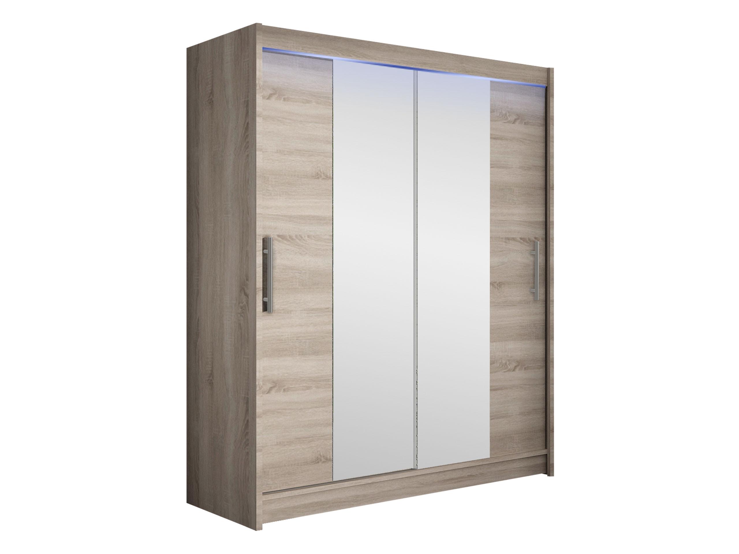 SCHWEBETÜRENSCHRANK Westa II, mit RGB LED Beleuchtung - Silberfarben/Trüffeleichefarben, Holzwerkstoff/Metall (150/200/58cm) - MIRJAN24