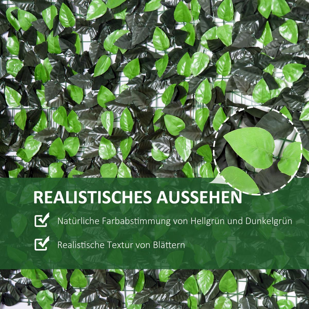 SICHTSCHUTZ, mit UV-Schutz, Heckenpflanze, für Garten, Terrasse, Grün, 3 x 1 m - Grün, Kunststoff (1/100cm) - Outsunny