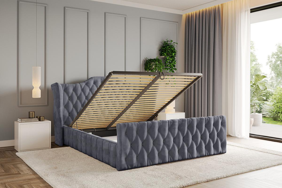 POLSTERBETT mit Bettkasten, Fußteil und Lattenrost, Boxbett mit Matratze H3/H4 - MODY-Z 120x200 Dunkelgrau - Dunkelgrau, Holzwerkstoff/Textil (120/200cm) - ALTDECOR