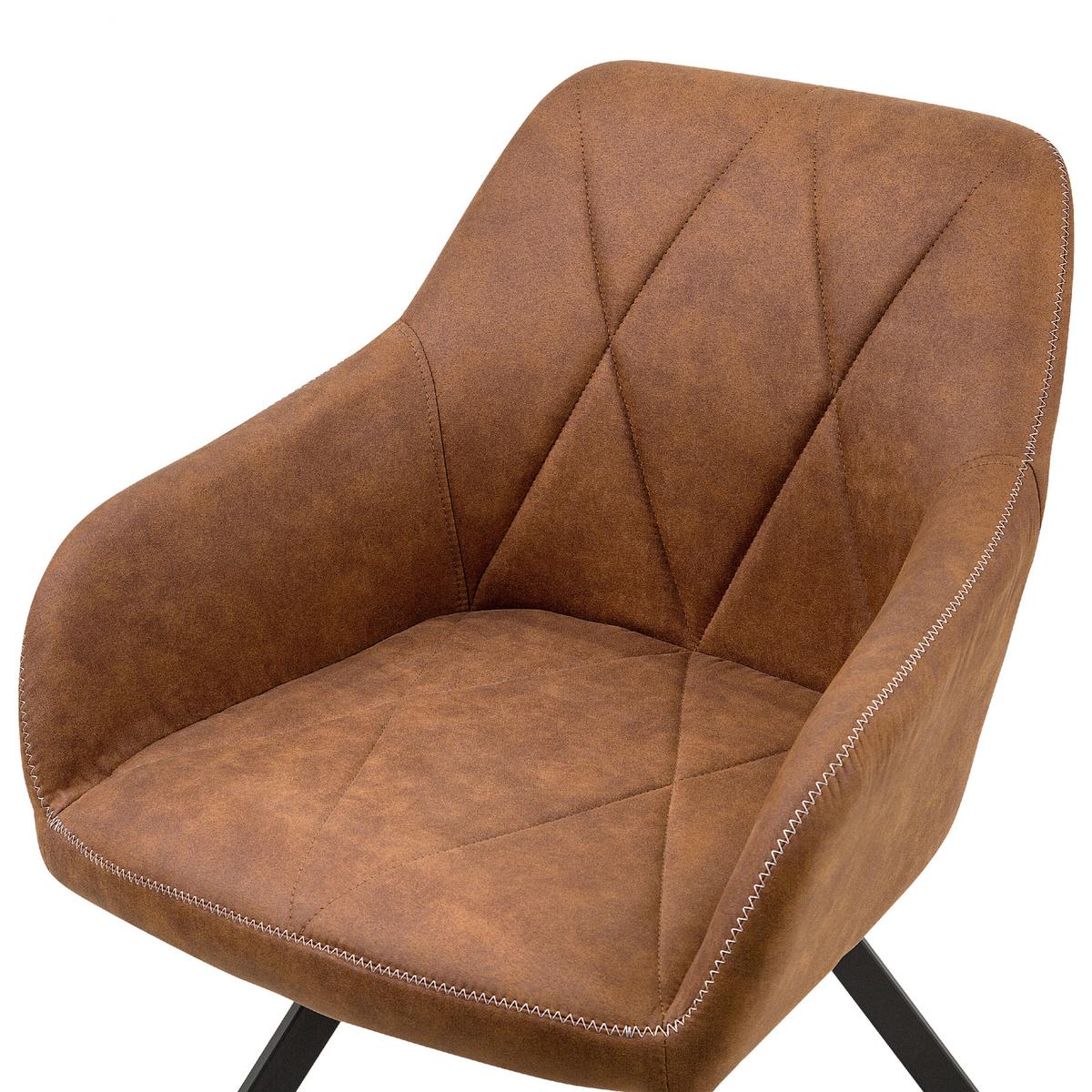 ESSZIMMERSTUHL 2er-Set Polsterbezug Braun Monee - Braun, Textil/Metall (48/78/50cm) - Beliani