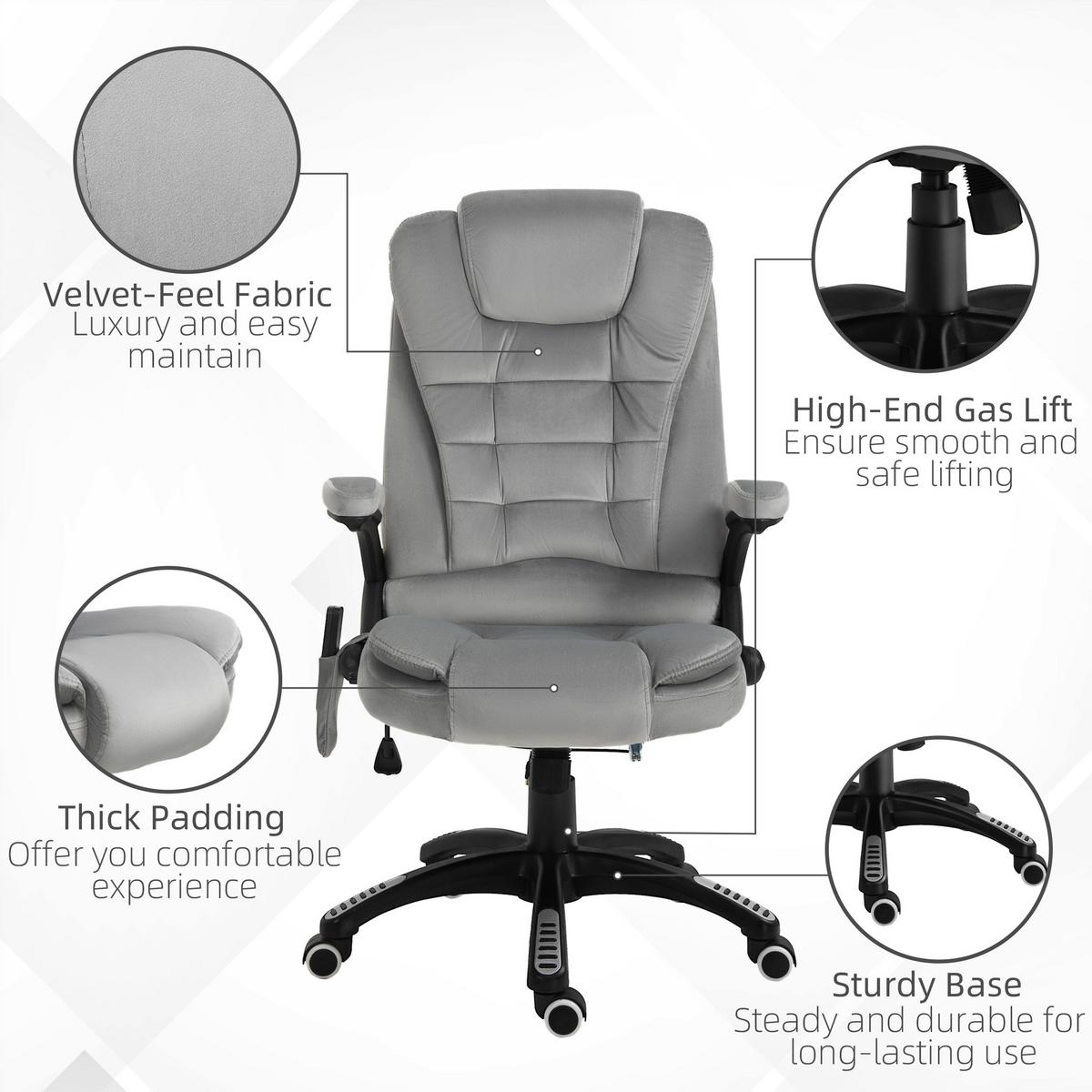 MASSAGE Sessel höhenverstellbarer Bürostuhl mit Massagefunktion Relaxsessel Grau - Schwarz/Grau, Kunststoff/Textil (74/116/67cm) - Vinsetto