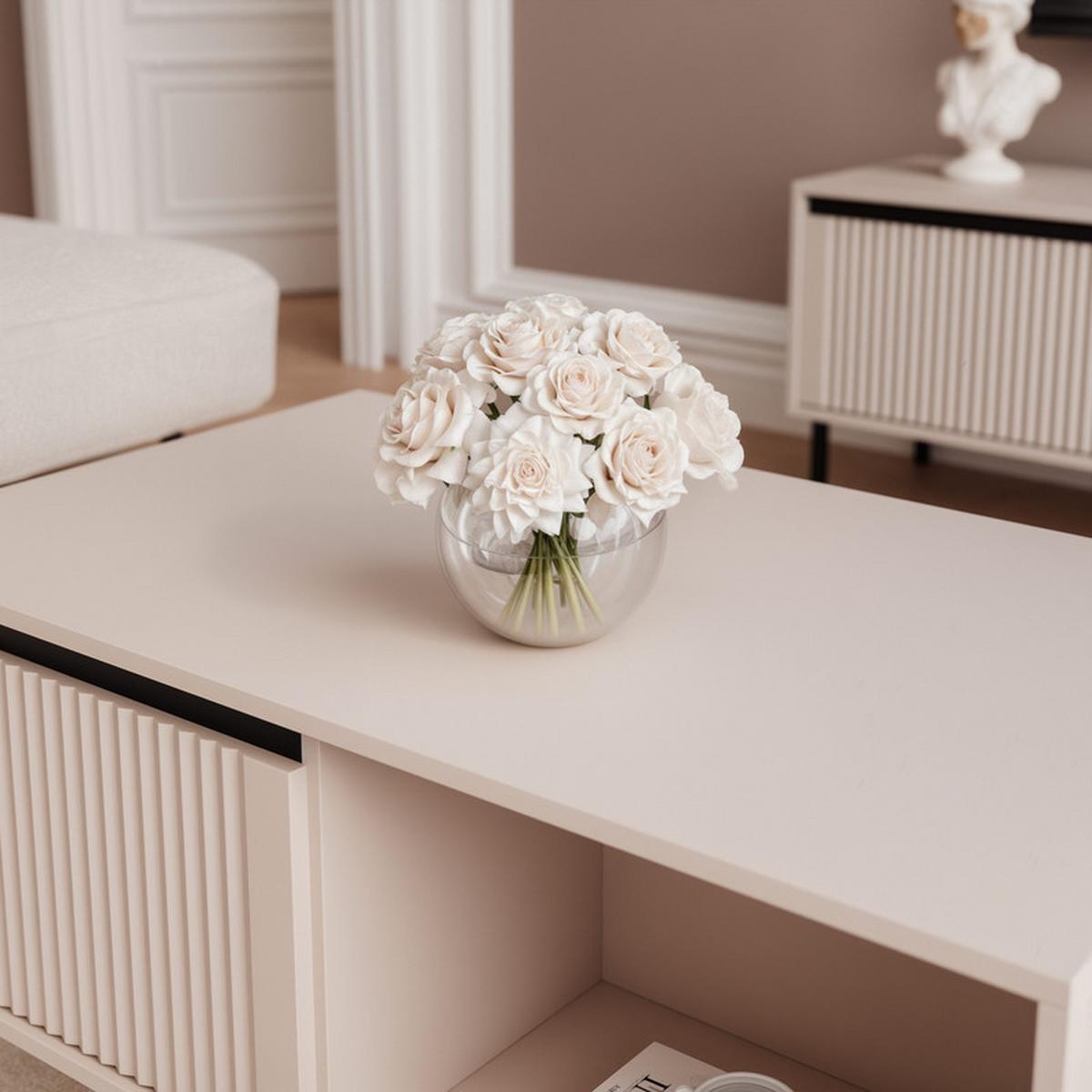 COUCHTISCH LIRA 100/60/50 cm Rechteckig, Sandbeige - Beige/Schwarz, Holzwerkstoff/Metall (60/100/50cm) - Idohome