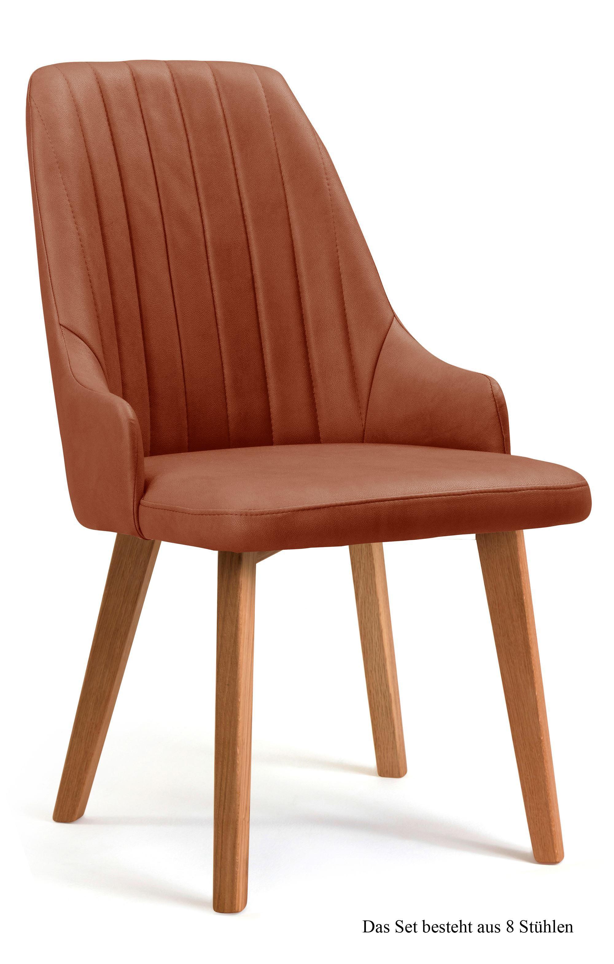 ESSZIMMERSTUHL (8er-Set) Daryl 52x91x60 Eiche geölt/Cognac - Cognac/Eichefarben, Kunststoff (60/91/52cm) - 58aufmkessel
