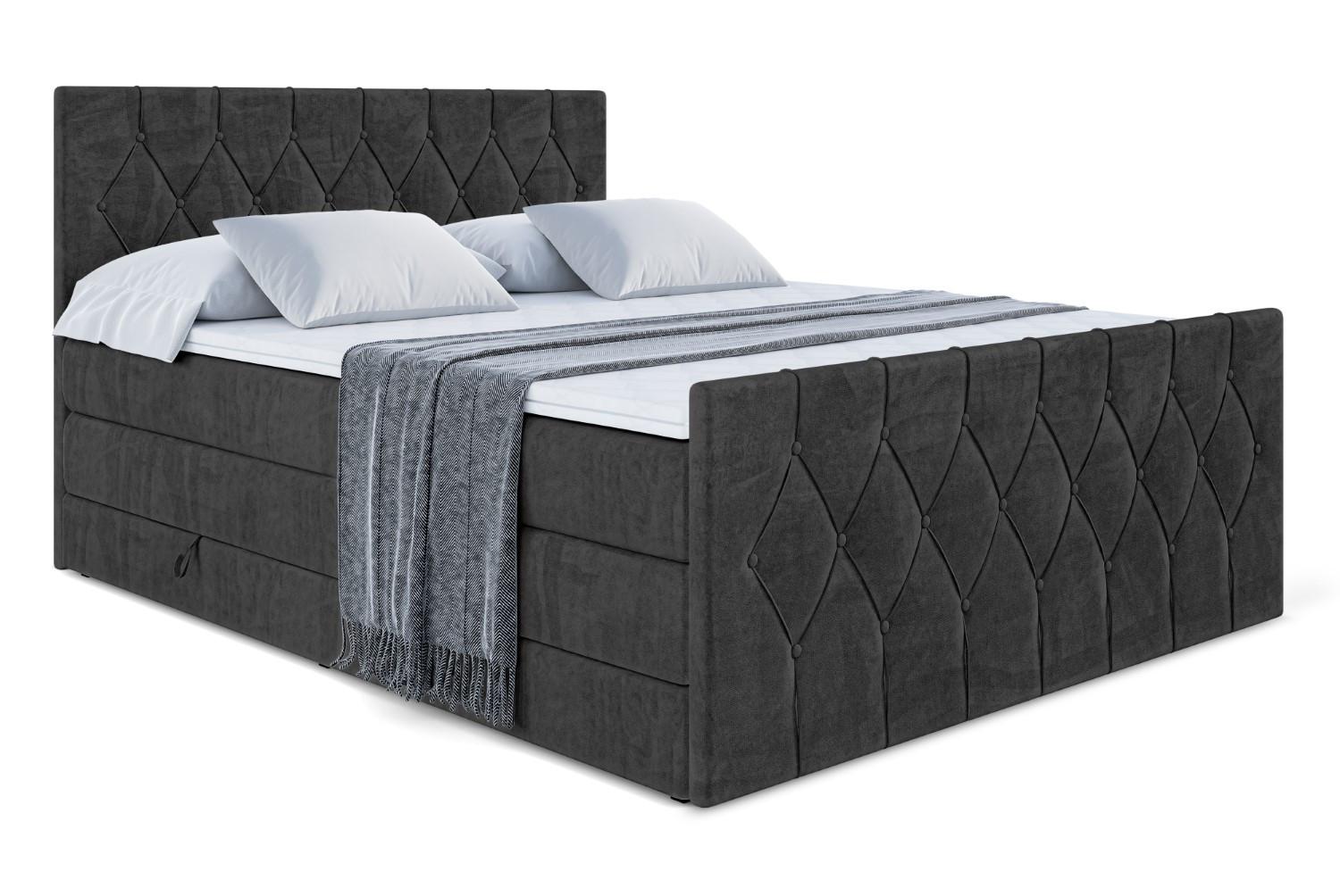 BOXSPRINGBETT VELANTO-Z KING - 140 x 200 - H3/H4 - Schwarz - Schwarz, Holzwerkstoff (140/200cm) - ALTDECOR