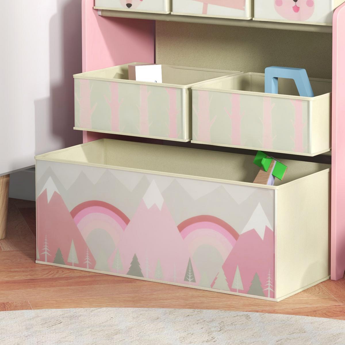 KINDERREGAL MDF Vliesstoff Rosa - Rosa, Holzwerkstoff (30/66/63cm) - ZONEKIZ