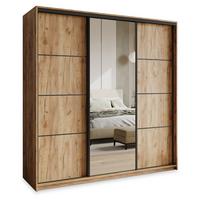 SCHWEBETÜRENSCHRANK VARO 200/205/60 cm 3-türig mit Spiegel Orange - Orange, Holzwerkstoff (200/205/60cm) - MASSENO