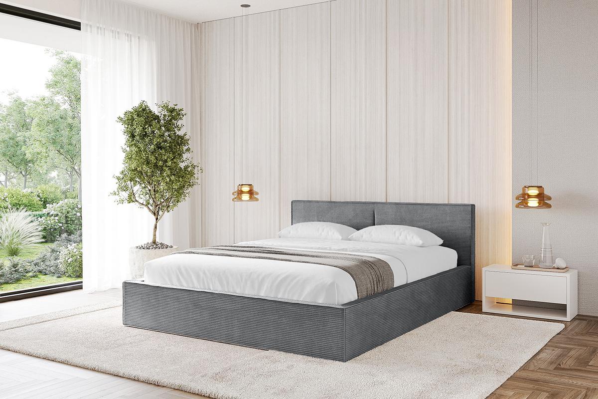 POLSTERBETT mit Bettkasten und Lattenrost, Boxbett ohne Matratze - TIVON-V1 180x200 Dunkelgrau - Anthrazit, Holzwerkstoff/Textil (180/200cm) - ALTDECOR