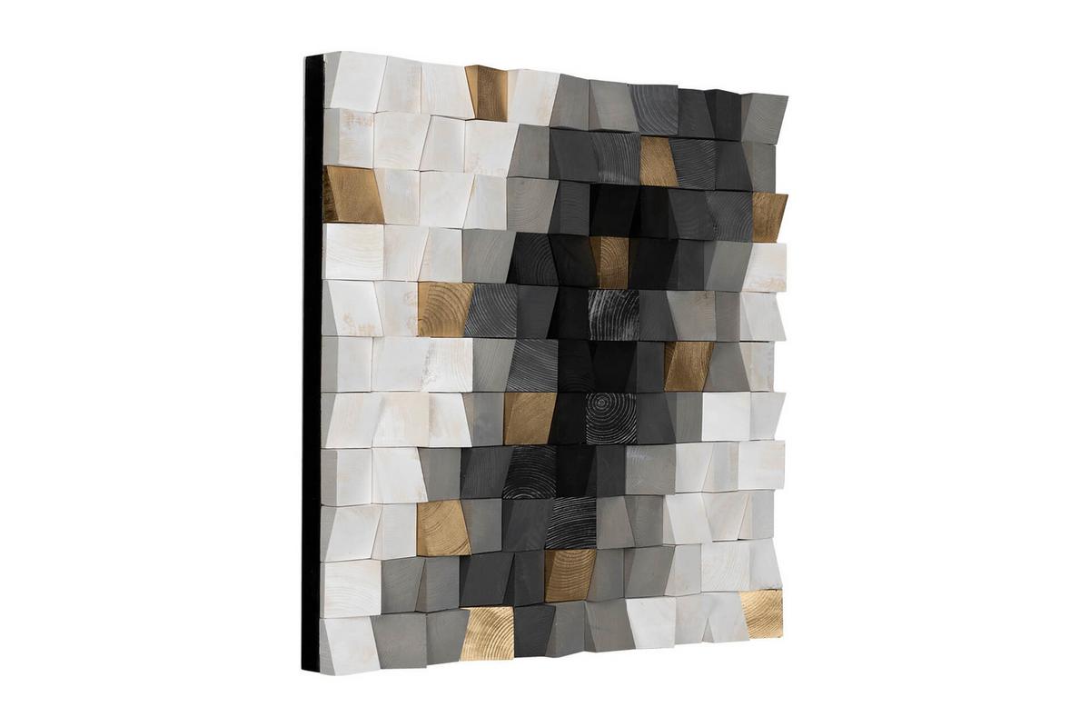 HOLZBILD Grau 75/75 cm - Schwarz/Grau, Holz (7/75cm) - KUNSTLOFT