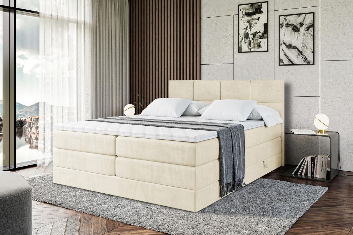 BOXSPRINGBETT ARDENI KING - 200x200 - H3/H4 - Beige - Beige, Holzwerkstoff (200/200cm) - ALTDECOR