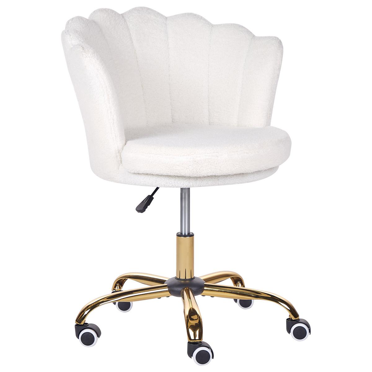 BÜROSTUHL Bouclé Weiß Monticello - Weiß, Textil/Metall (67/78/65cm) - Beliani