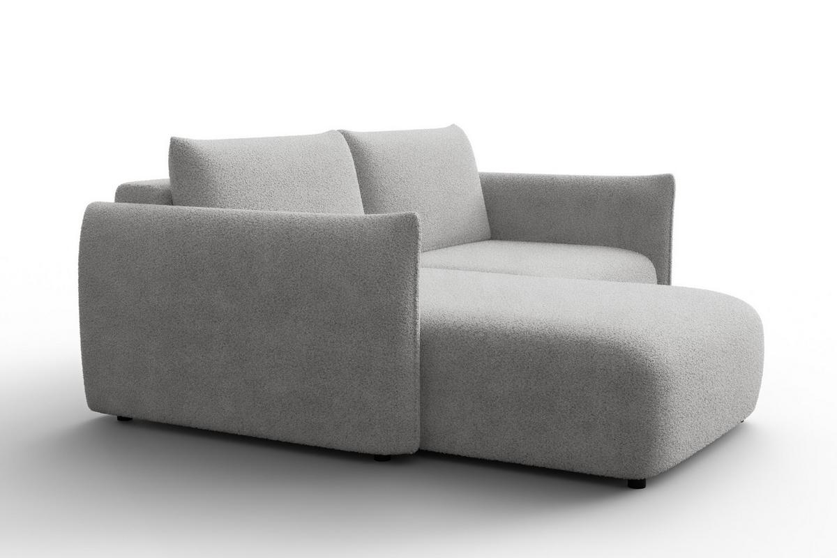 ECKSOFA TAUER 3-Sitzer LINKS, Bouclé-Stoff hellgrau - Schwarz/Grau, Holz/Textil (173/206cm) - Courtois Laville