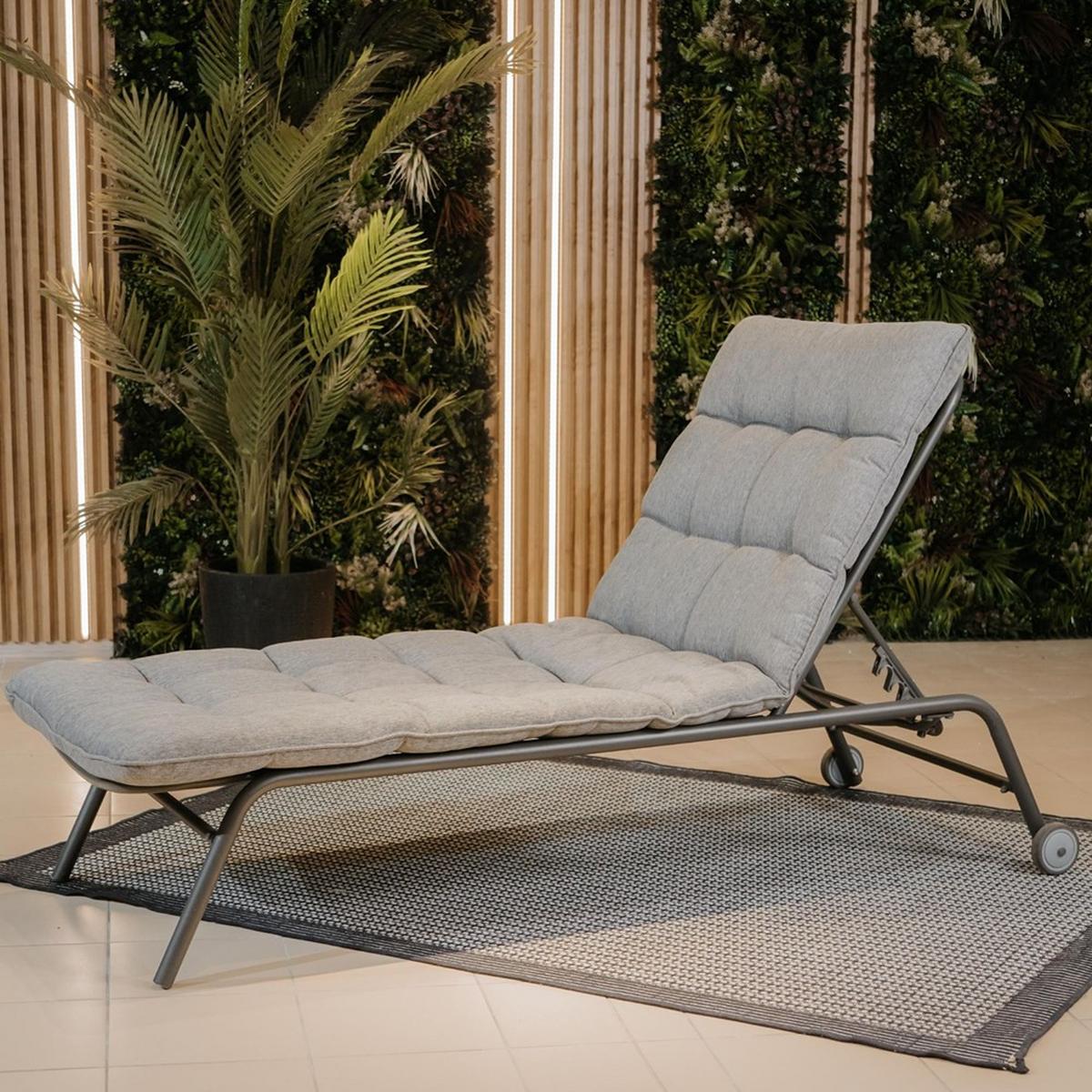 GARTENLIEGE VIBE mit Rollen - Schwarz/Grau, Holzwerkstoff (65/22/181cm) - RAUMHIRSCH FURNITURE