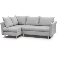 ECKSCHLAFSOFA Neron mit 2 Bettkasten und Beine in Buchefarbe, Hellgrau, links - Buchefarben/Hellgrau, Textil (233/148cm) - Beautysofa