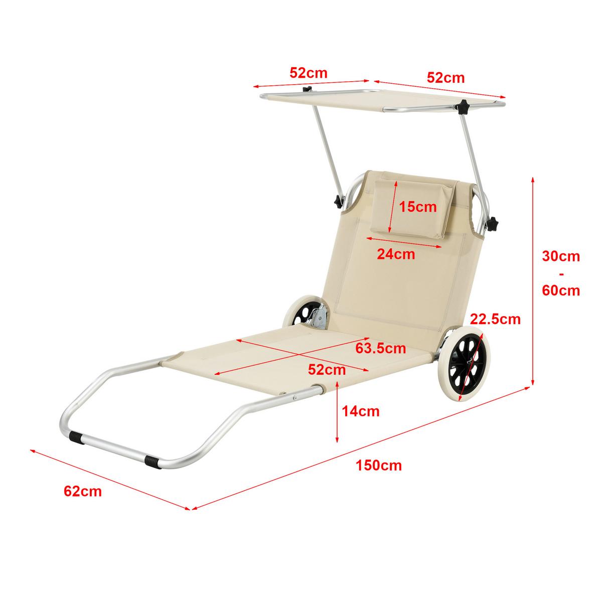 SONNENLIEGE Lazkano - Beige, Metall (150/60/52.5cm) - [en.casa]