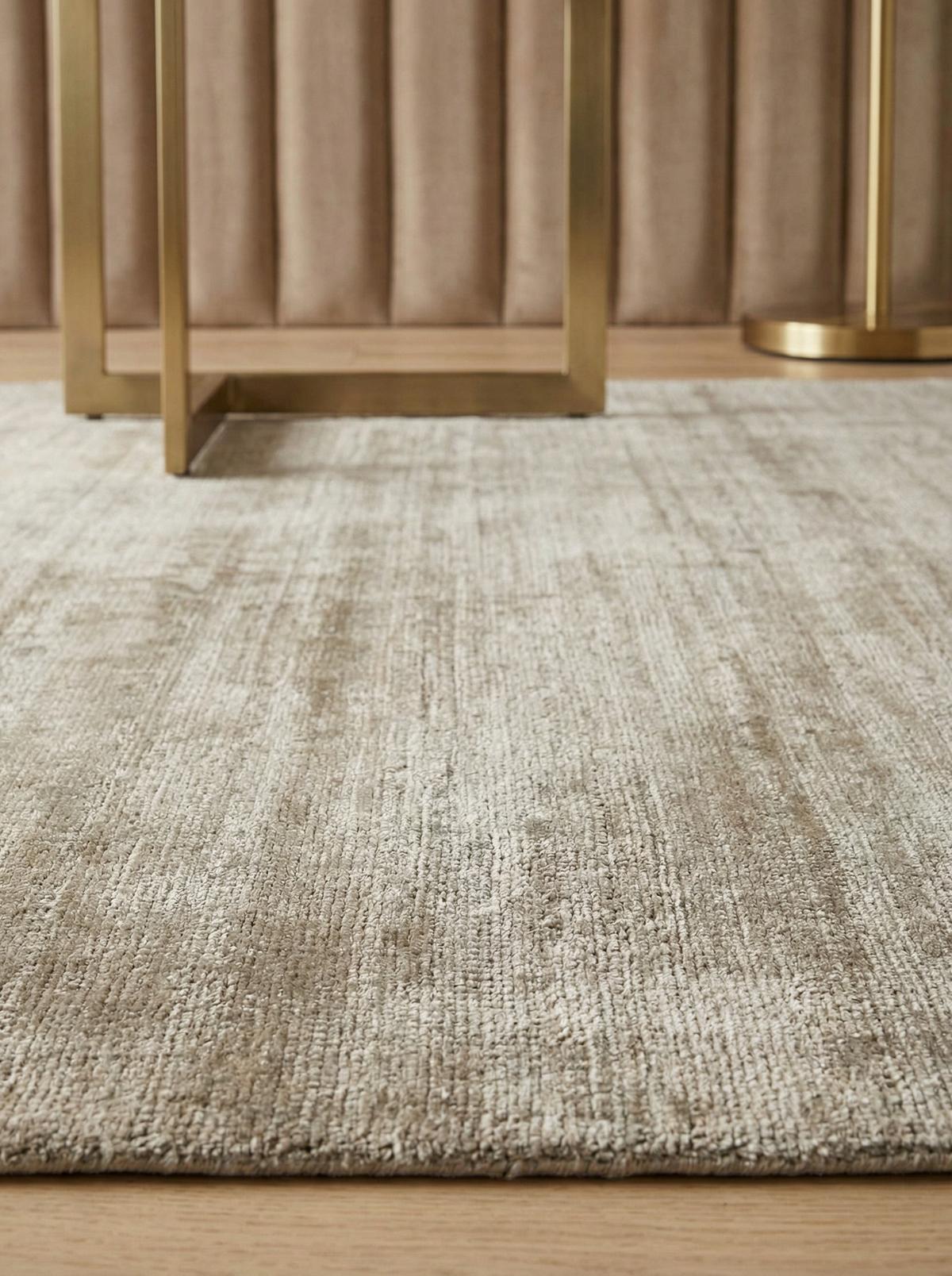 VISKOSETEPPICH handgewebt BARI, einfarbig, Taupe, 120 x 170 cm - Beige, Textil (120/170cm) - KADIMA DESIGN